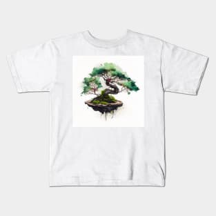 Watercolor Green Bonsai Tree Kids T-Shirt